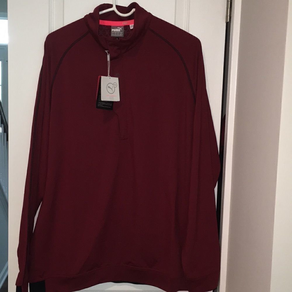 Red Puma PWRWARM LS Golf 1/4 zip sweater jacket L